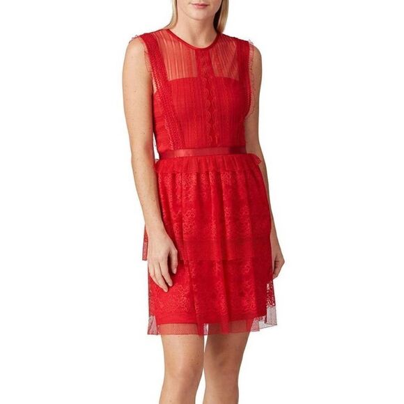 Three Floor Red Tiered Fearless Dress - Size 2 - Picture 1 of 7